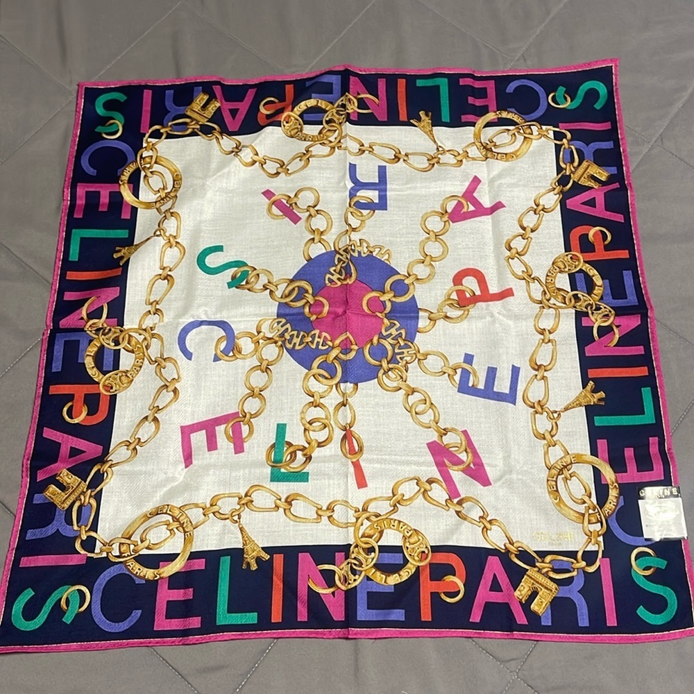 Celine Multicolor Chain Print Scarf